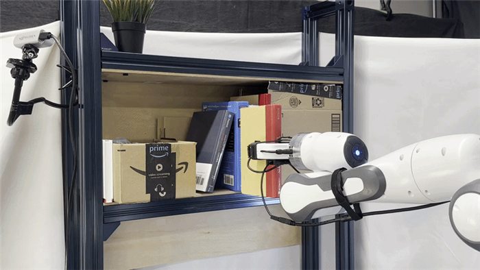 A robot arm with tactile sensing placing a book on a shelf